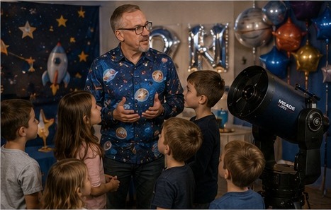 Telescope at a kids birthday party